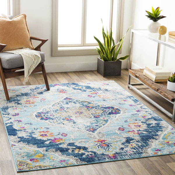 Bungalow Rose Leaver Floral Blue Area Rug & Reviews Wayfair.ca